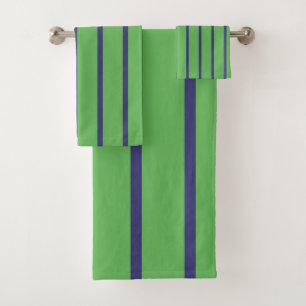 Blue and Green Stripes Bath Towel Set