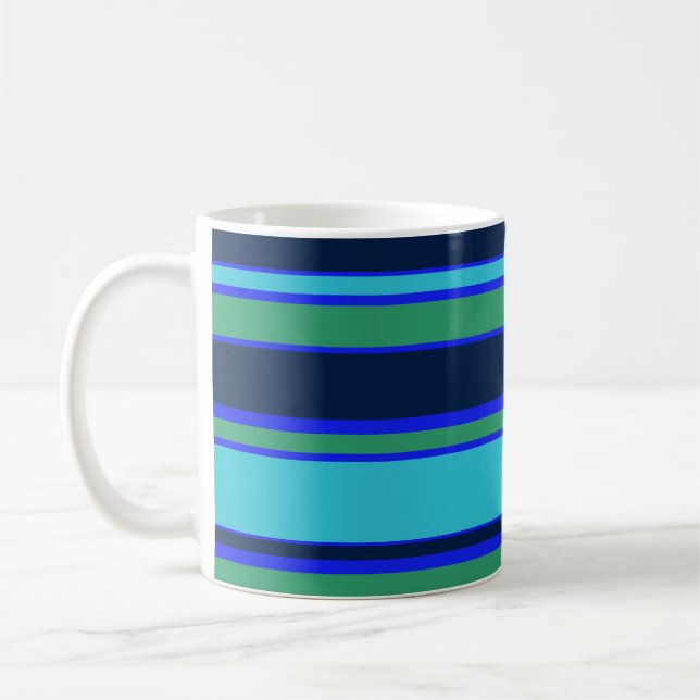 Blue and green stripes coffee mug (Left)