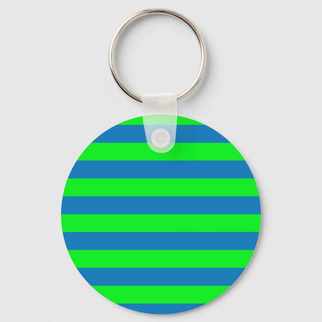 Blue and Green Stripes Design Keychain (Front)