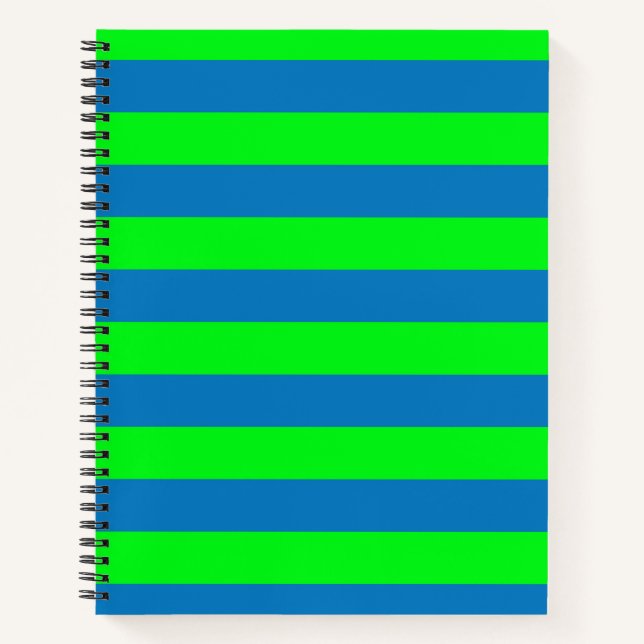 Blue and Green Stripes Design Notebook (Front)