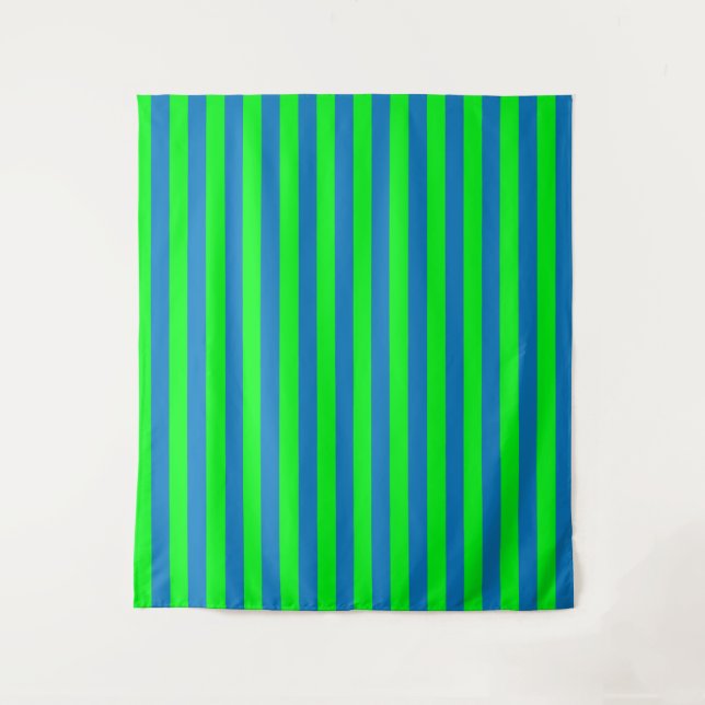 Blue and Green Stripes Design Tapestry (Front)