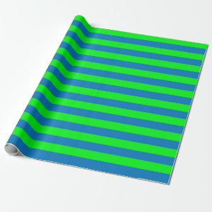 Blue and Green Stripes Design Wrapping Paper
