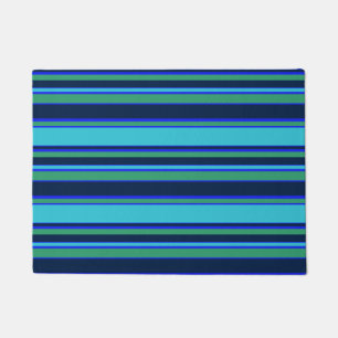 Blue and green stripes doormat