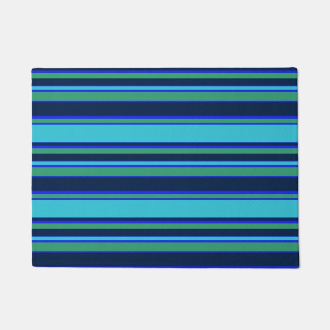Blue and green stripes doormat (Front)