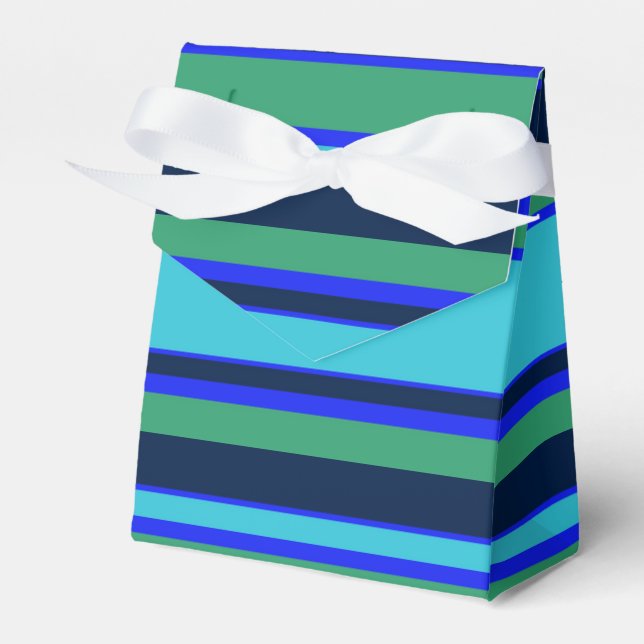 Blue and green stripes favor box (Front Side)