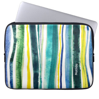 Blue and green stripes laptop sleeve