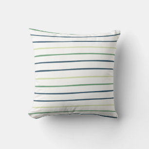 Blue and Green Stripes Pattern/Print Throw Pillow
