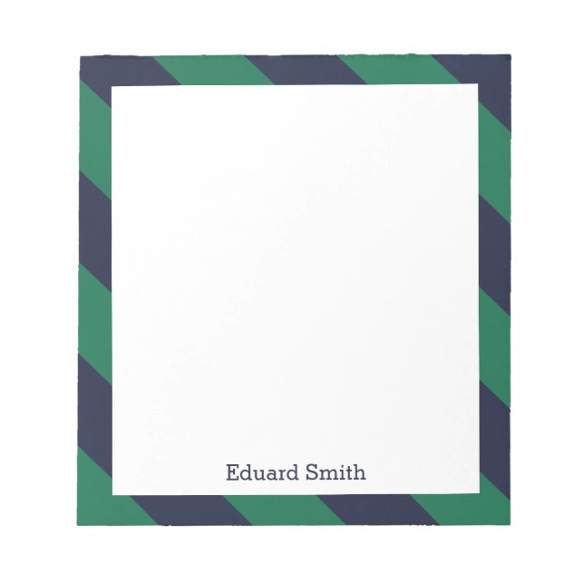 Blue and Green Stripes Personalized Notepad (Front)