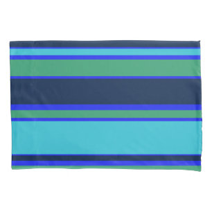 Blue and green stripes pillowcase