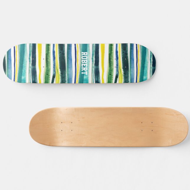 Blue and green stripes skateboard (Horz)