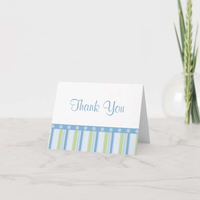 Blue and Green Stripes Thank You Card (Front)