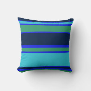 Blue and green stripes throw pillow