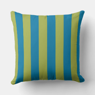 Blue and Green Stripes Throw Pillow