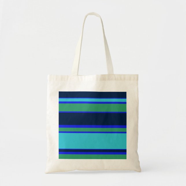 Blue and green stripes tote bag (Front)