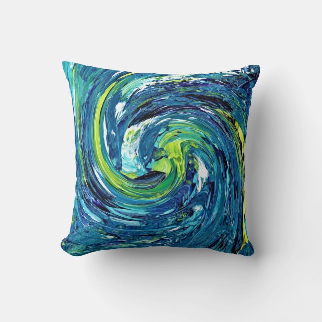 Blue And Green Swirl  Throw Pillow (Front)