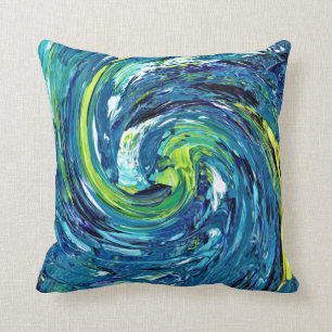 Blue And Green Swirl  Throw Pillow