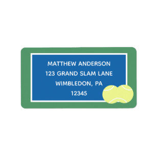 Blue and Green Tennis Court Return Address Label