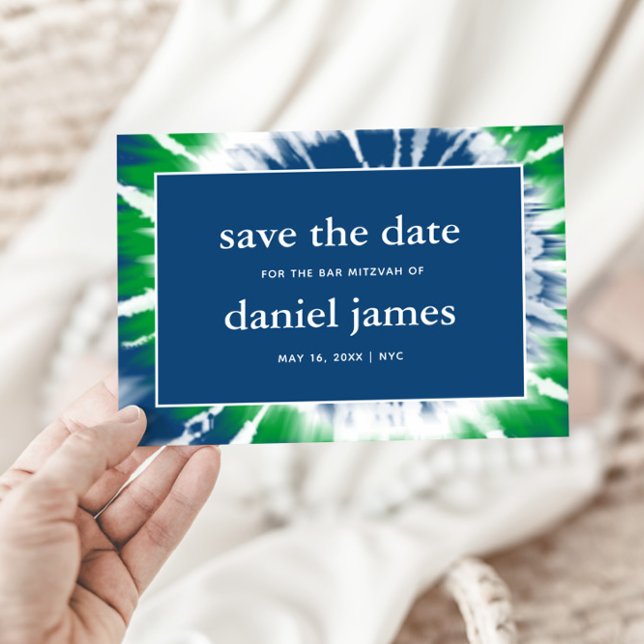 Blue and Green Tie Dye Save the Date Announcement (Creator Uploaded)