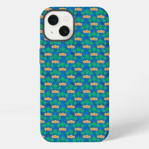 Blue and Green Tribal Green Sea Turtles iPhone 13 Case