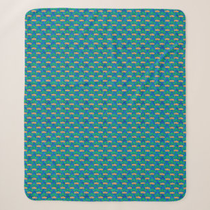 Blue and Green Tribal Green Sea Turtles Sherpa Blanket