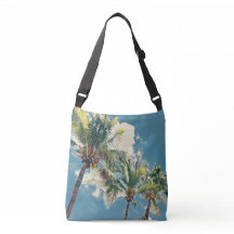 Blue and Green Tropical Palm Tree
