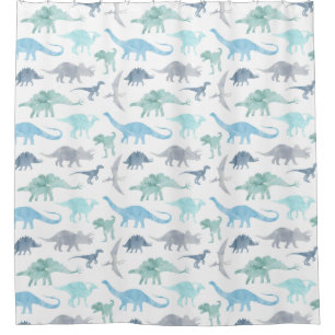 Blue and Green Watercolor Dinosaurs 