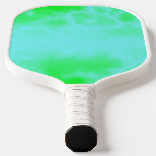 Blue and green watercolor marble pattern  pickleball paddle (Laydown)