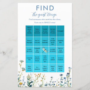 Blue and Green wildflower Bingo game