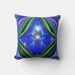 Blue and Green Yoga Abstract Throw Pillow