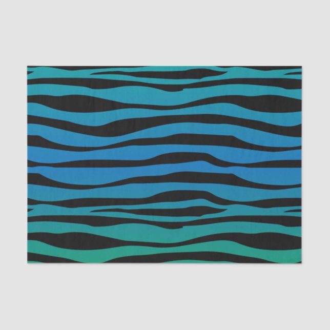 Blue and Green Zebra Animal Print Tissue Paper (Front)