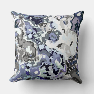 Blue and Grey Abstract Throw Pillow