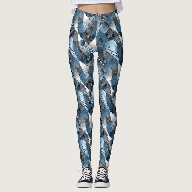Blue and grey. Abstraction. Leggings (Front)