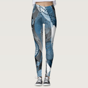 Blue and grey. Abstraction. Leggings