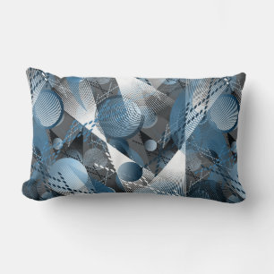 Blue and grey. Abstraction. Lumbar Pillow