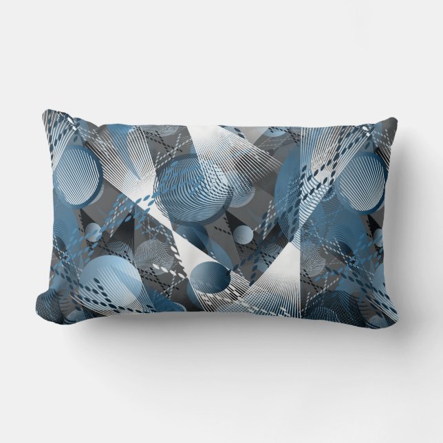 Blue and grey. Abstraction. Lumbar Pillow (Front)