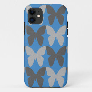 Blue and grey butterfly pattern iPhone 11 case
