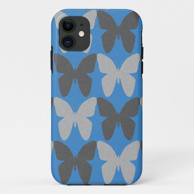 Blue and grey butterfly pattern Case-Mate iPhone case (Back)