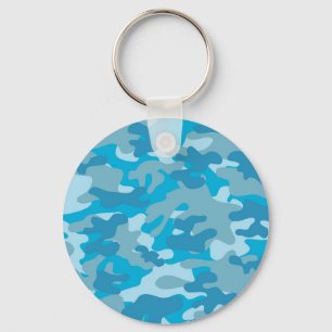 Blue and Grey Camo Design Keychain