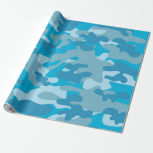 Blue and Grey Camo Design Wrapping Paper