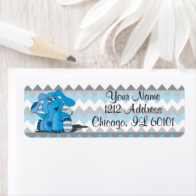 Blue and Grey Chevron Elephant   (Insitu)