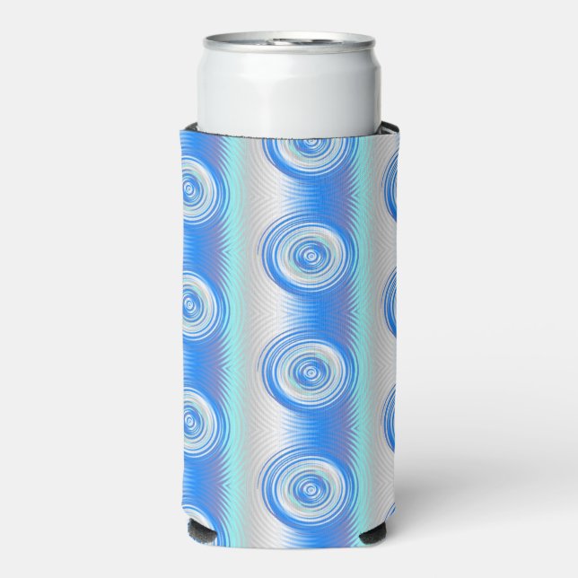 Blue and grey circular metallic seltzer can cooler (Seltzer Front)