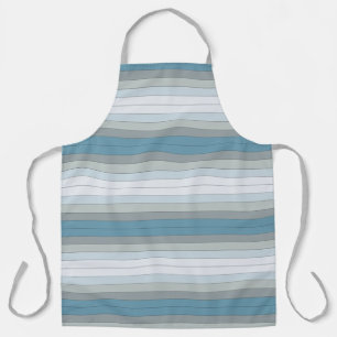 Blue And Grey Colour Stripes On Watercolor Paper Apron