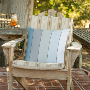 Blue And Grey Colour Stripes On Watercolor Paper Outdoor Pillow
