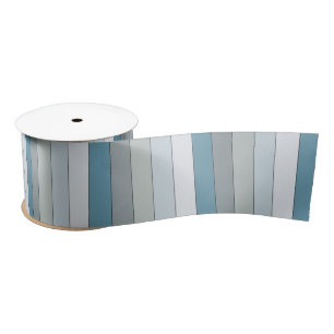 Blue And Grey Colour Stripes On Watercolor Paper Satin Ribbon