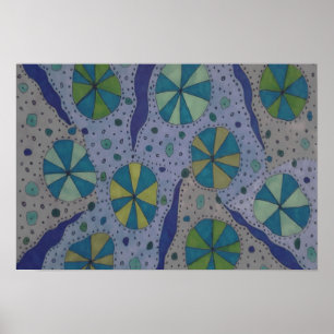 Blue and Grey Cosmic Abstract  Poster