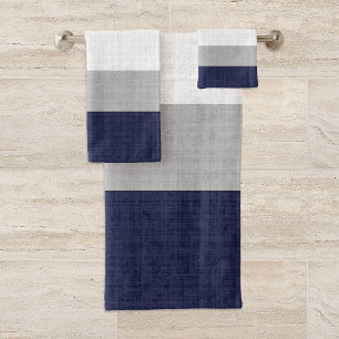 Blue and Grey Crosshatch Pattern, Bath Towel Set