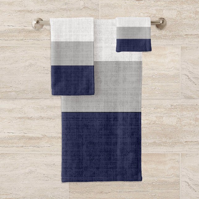 Blue and Grey Crosshatch Pattern, Bath Towel Set (Creator Uploaded)
