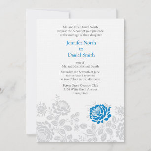 Blue And Grey Damask Wedding Invitations