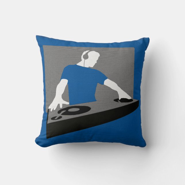 Blue and Grey DJ Pillow (Front)