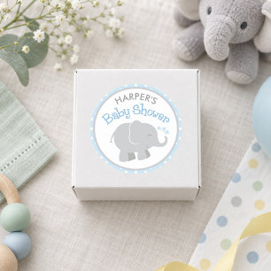 Blue and Grey Elephant Baby Shower Classic Round Sticker